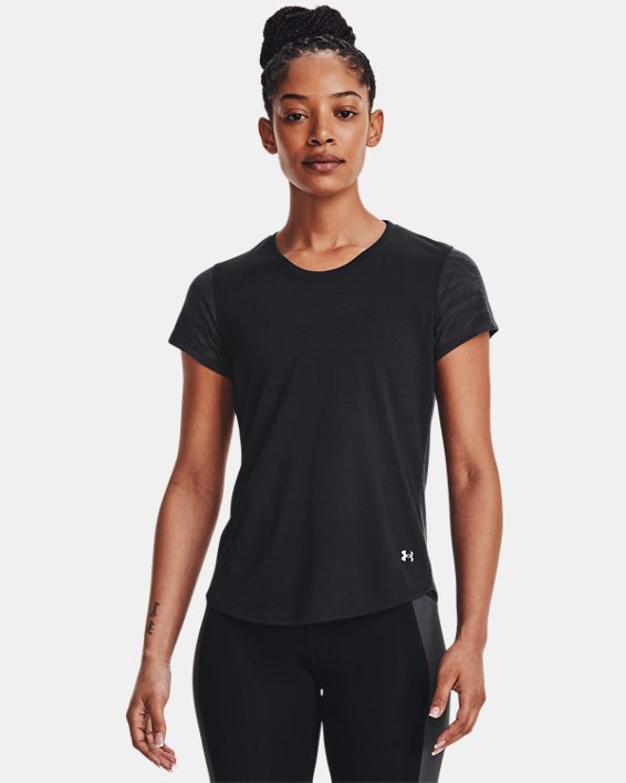 T-shirt en jacquard UA Streaker pour femme, Black, pdpMainDesktop image number 0